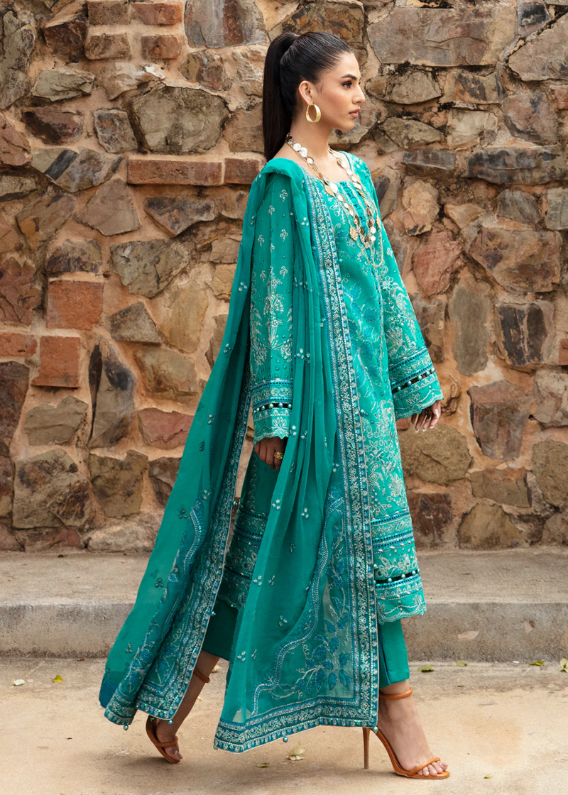 Gulaal Luxury Lawn | Pine Green | Unstitched | Party wear | Chiffon Dupatta embroidered | CIANA GL-LL-24V1-08 - Image 4