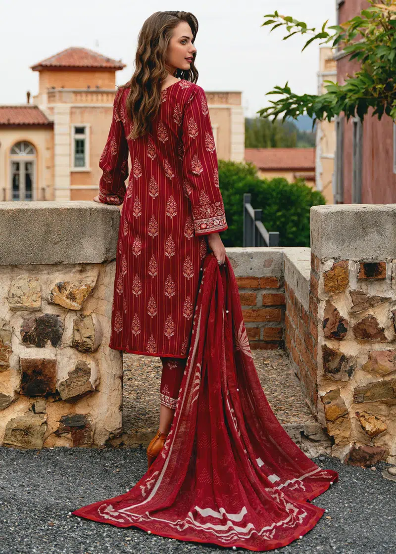 Gulaal Luxury Lawn | Maroon | Unstitched | Party wear | Chiffon Dupatta embroidered | VEZELAY GL-L-24V2-08 - Image 2