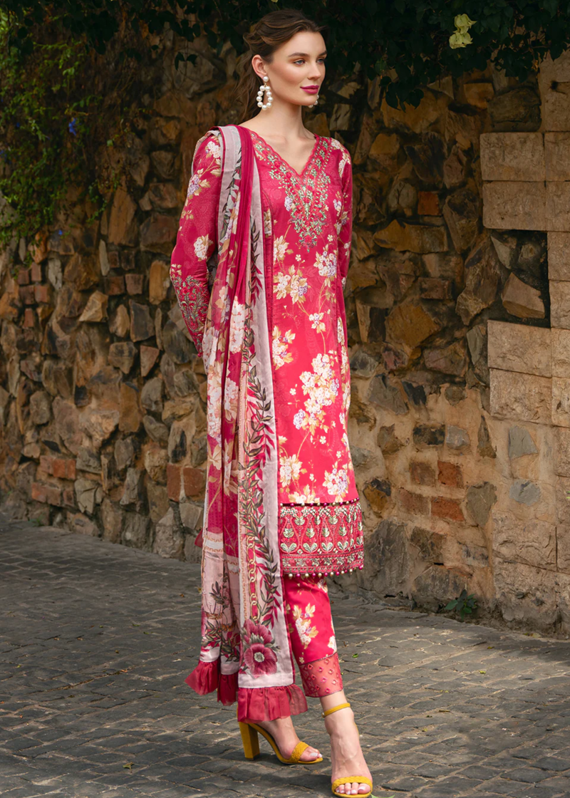 Gulaal Luxury Lawn | Salmon Pink | Unstitched | Party wear | Chiffon Dupatta embroidered | MARBELLA GL-L-24V2-06 - Image 4
