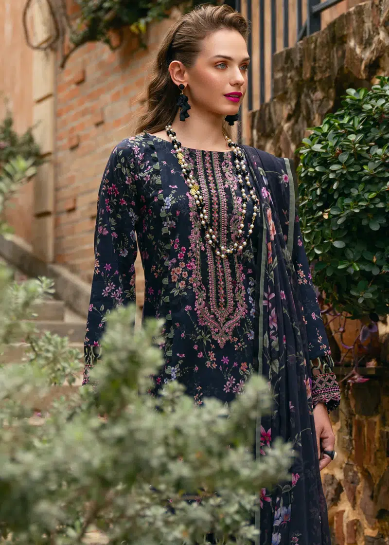 Gulaal Luxury Lawn | Magenta | Unstitched | Party wear | Chiffon Dupatta embroidered | ALANYA GL-L-24V2-10 - Image 3