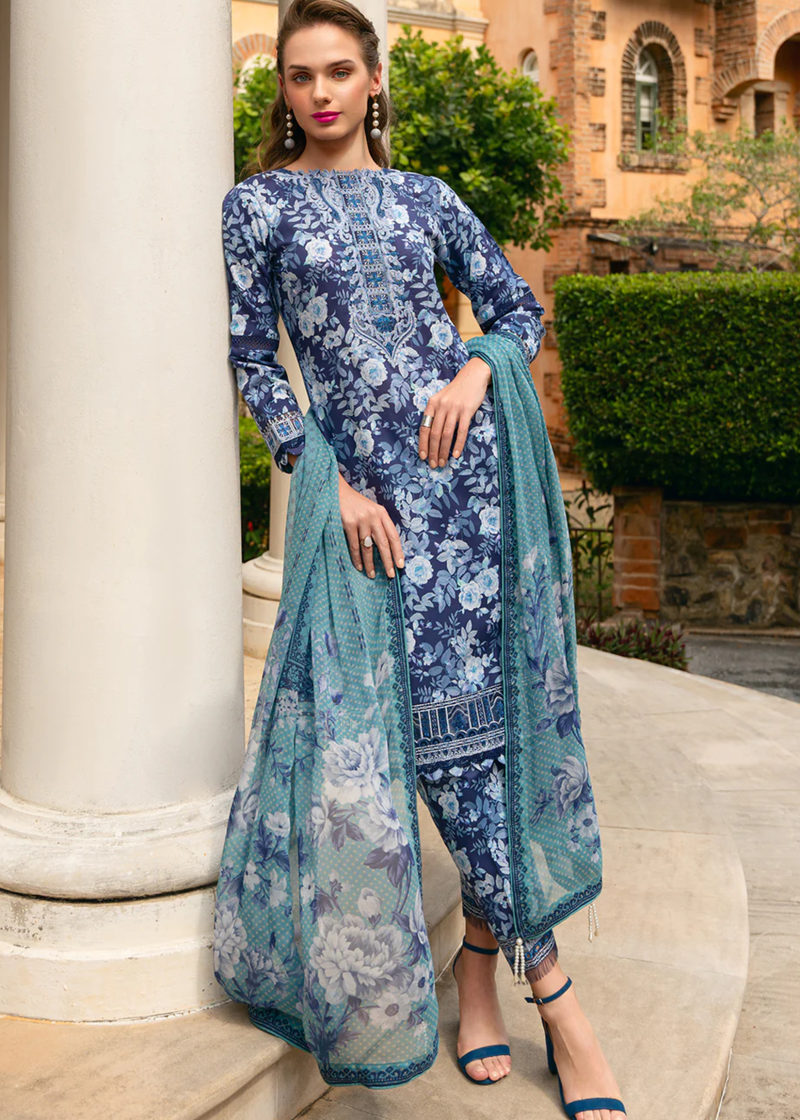 Gulaal Luxury Lawn | Purple | Unstitched | Party wear | Chiffon Dupatta embroidered | OLVERA GL-L-24V2-07 - Image 3
