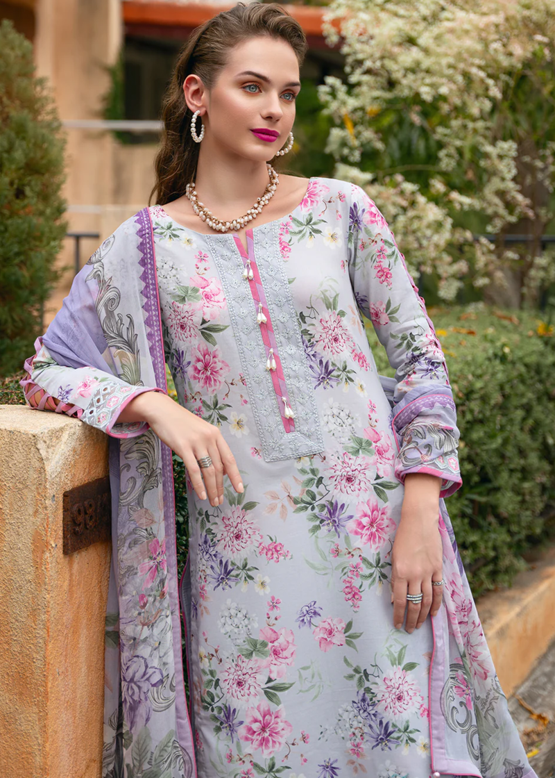 Gulaal Luxury Lawn | Grey | Unstitched | Party wear | Chiffon Dupatta embroidered | VIOLETTE GL-L-24V2-03 - Image 2