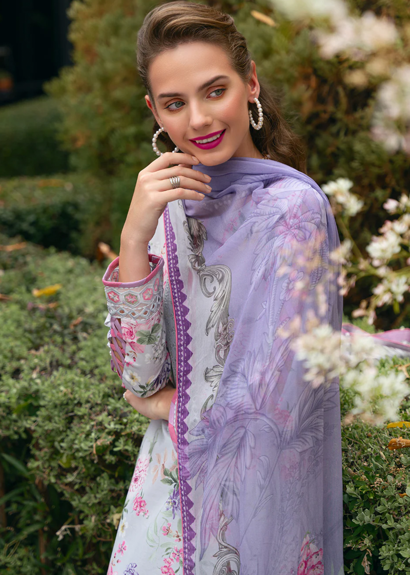 Gulaal Luxury Lawn | Grey | Unstitched | Party wear | Chiffon Dupatta embroidered | VIOLETTE GL-L-24V2-03 - Image 3