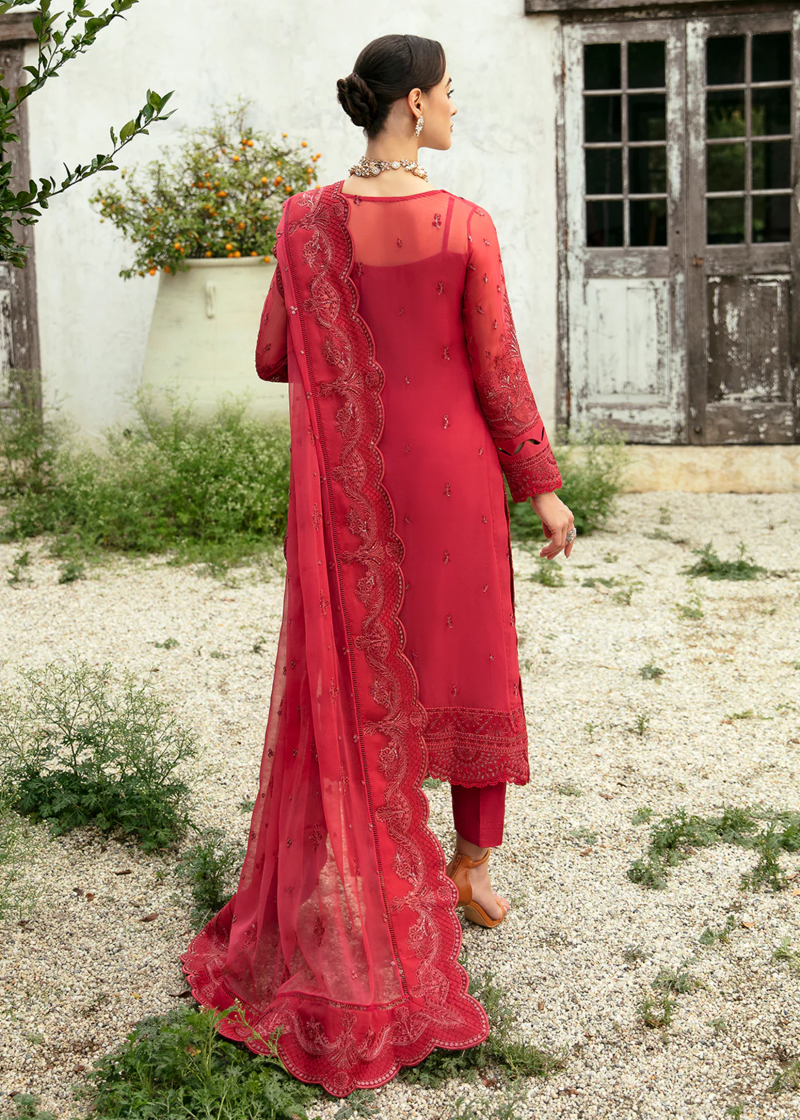Gulaal Chiffon | Red | Unstitched | Party wear | Chiffon Dupatta embroidered | ULMARIA GL-EC-24V1-03 - Image 2