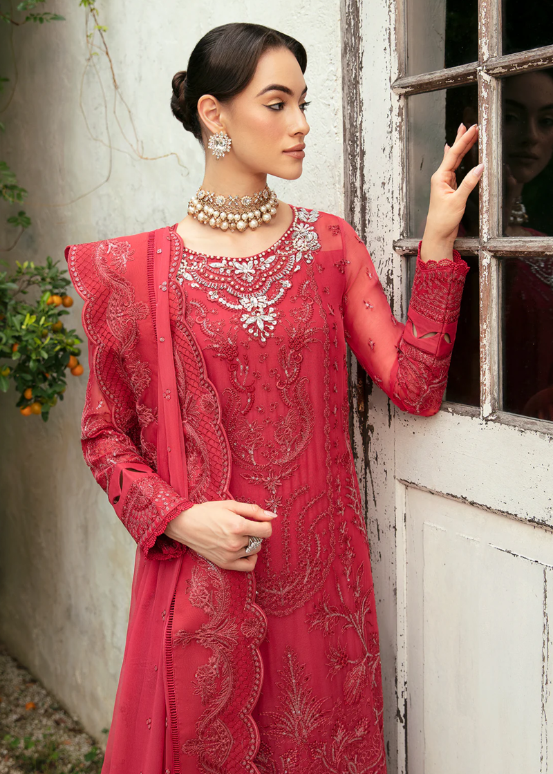 Gulaal Chiffon | Red | Unstitched | Party wear | Chiffon Dupatta embroidered | ULMARIA GL-EC-24V1-03 - Image 3