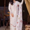 Mahiymaan Luxury Lawn | Cream | Unstitched | Party wear | Digital printed silk dupatta | Pristine Flair M-03