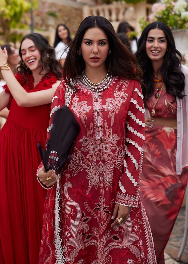 Mushq Luxury Lawn Te amo | Red | Unstitched | Party wear | Digital print pure chiffon dupatta | Amore Affair MSL2401 - Image 3