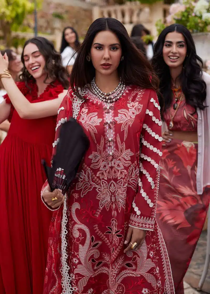 Mushq Luxury Lawn Te amo | Red | Unstitched | Party wear | Digital print pure chiffon dupatta | Amore Affair MSL2401 - Image 3