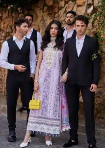 Mushq Luxury Lawn Te amo | Lavander | Unstitched | Party wear | Digital print pure chiffon dupatta | Amalfi Alure MSL2416