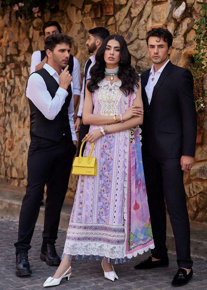 Mushq Luxury Lawn Te amo | Lavander | Unstitched | Party wear | Digital print pure chiffon dupatta | Amalfi Alure MSL2416 - Image 4