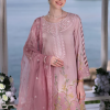 Noor By Saadia Noor Luxe Print Kari | Pearl Pink | Unstitched | Party Wear | Digital printed chiffon dupatta | D7A - Image 2