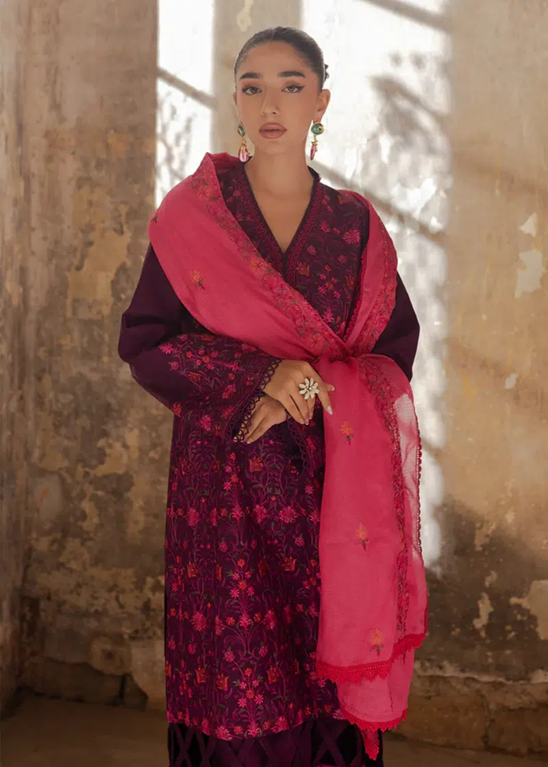 RajBari Lawn | Purple | Unstitched | Party wear | embroidered Fancy Dupatta | 1-B - Image 2