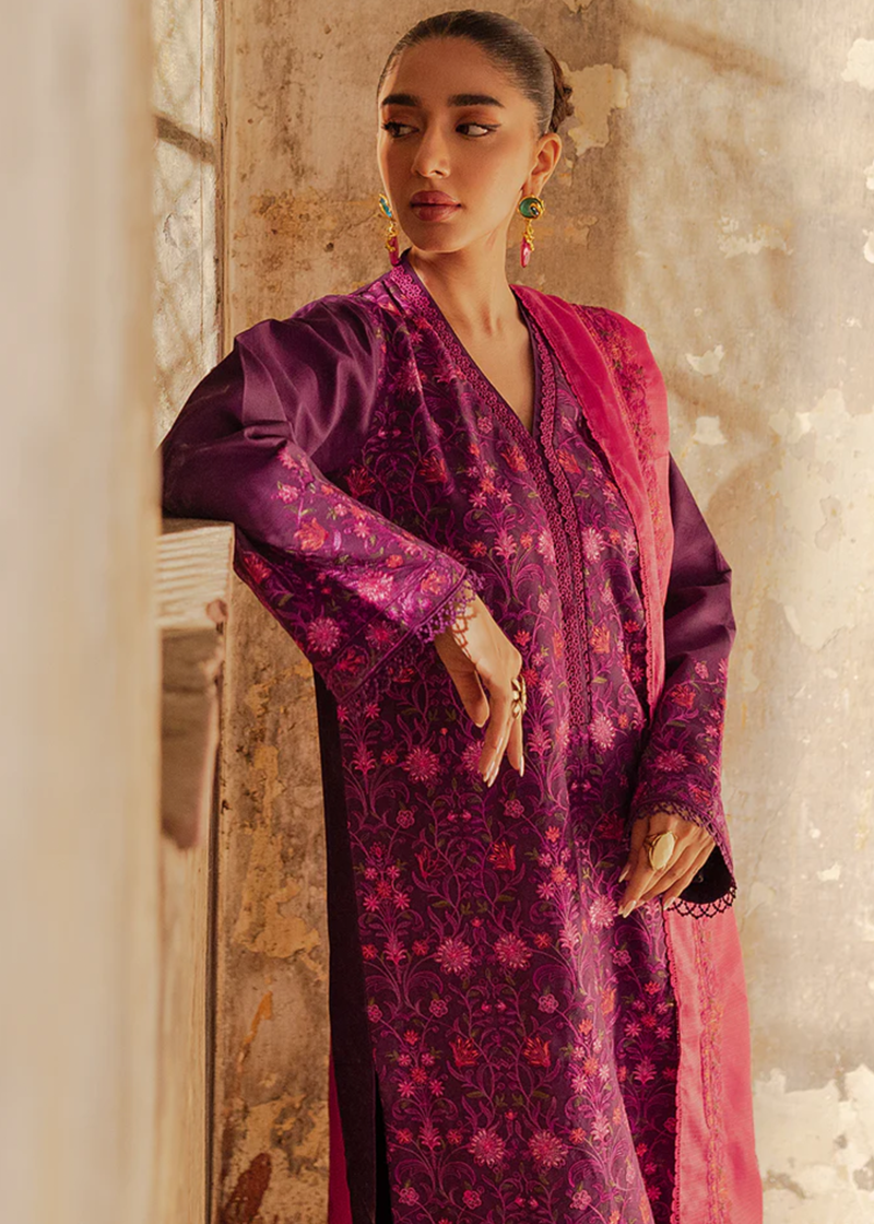 RajBari Lawn | Purple | Unstitched | Party wear | embroidered Fancy Dupatta | 1-B - Image 3