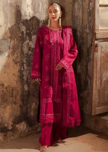RajBari Lawn | Maroon | Unstitched | Party wear | embroidered Fancy Dupatta | 6-B