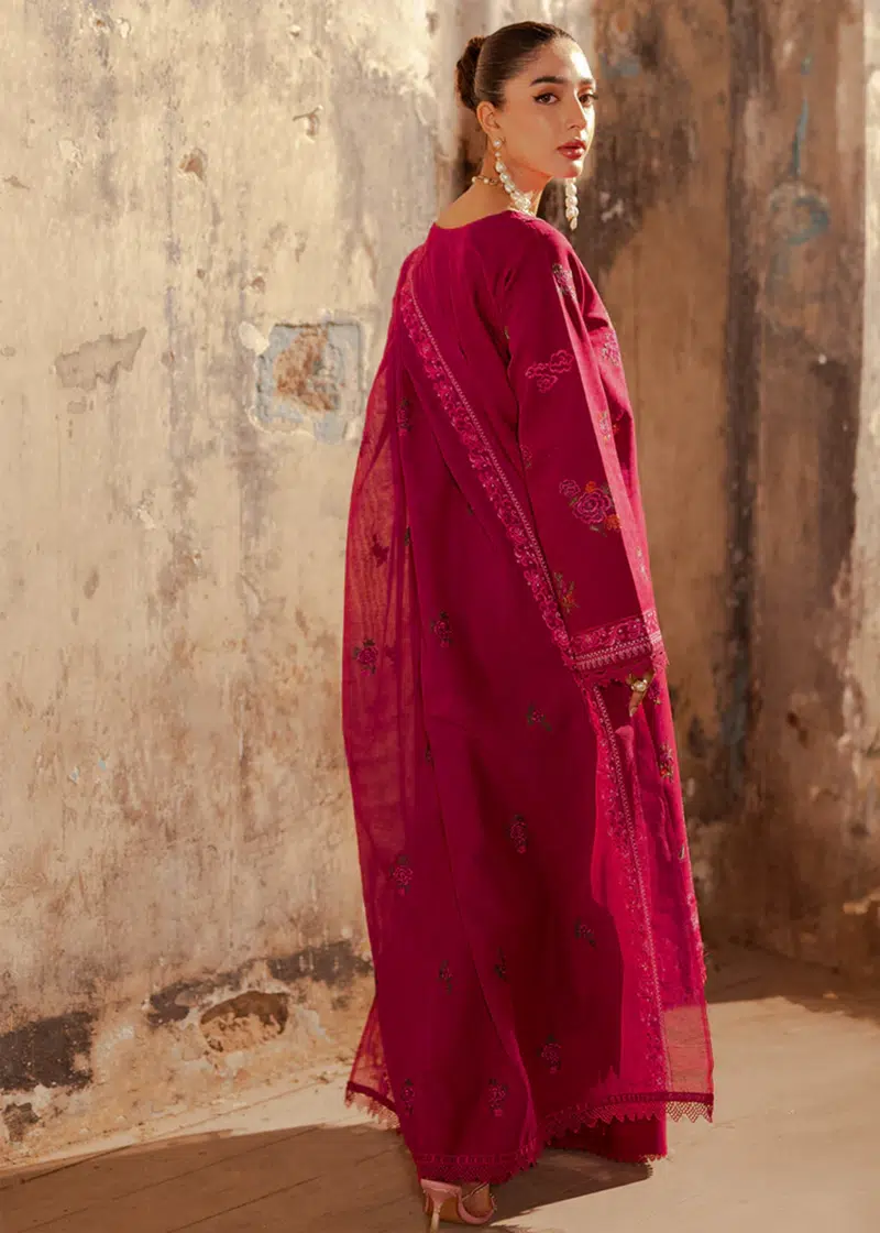 RajBari Lawn | Maroon | Unstitched | Party wear | embroidered Fancy Dupatta | 6-B - Image 2