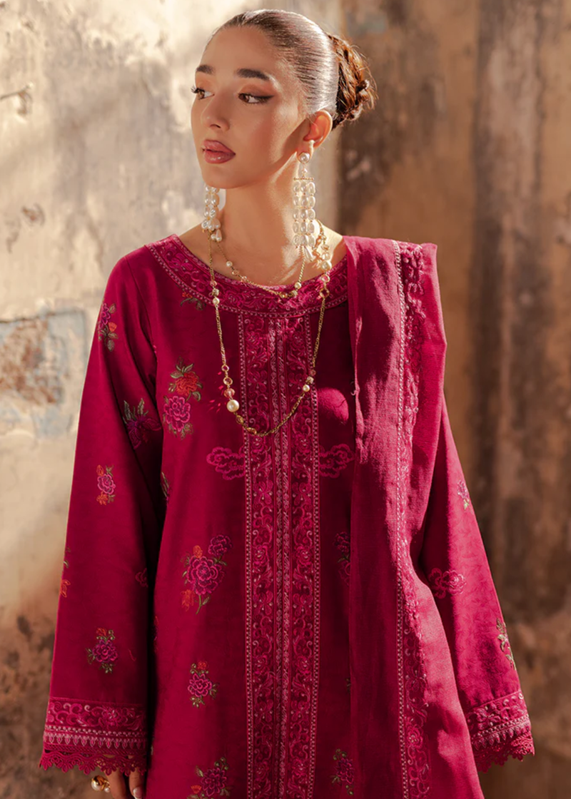 RajBari Lawn | Maroon | Unstitched | Party wear | embroidered Fancy Dupatta | 6-B - Image 3