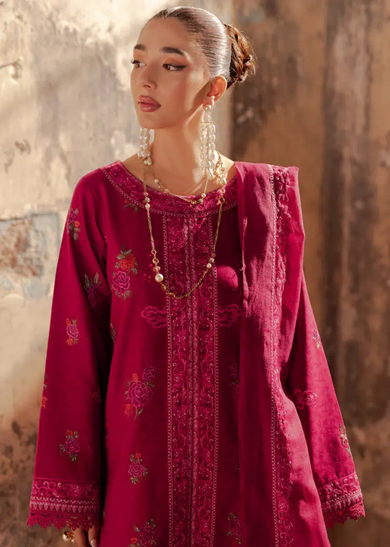 RajBari Lawn | Maroon | Unstitched | Party wear | embroidered Fancy Dupatta | 6-B - Image 3