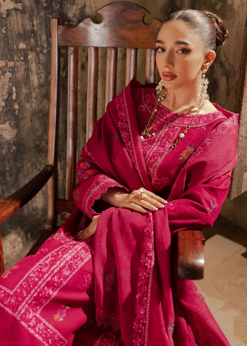 RajBari Lawn | Maroon | Unstitched | Party wear | embroidered Fancy Dupatta | 6-B - Image 4