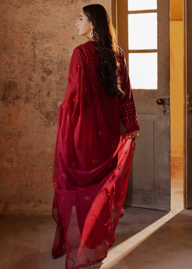 RajBari Lawn | Red | Unstitched | Party wear | embroidered Fancy Dupatta | 4-A - Image 2