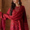 RajBari Lawn | Red | Unstitched | Party wear | embroidered Fancy Dupatta | 4-A - Image 4