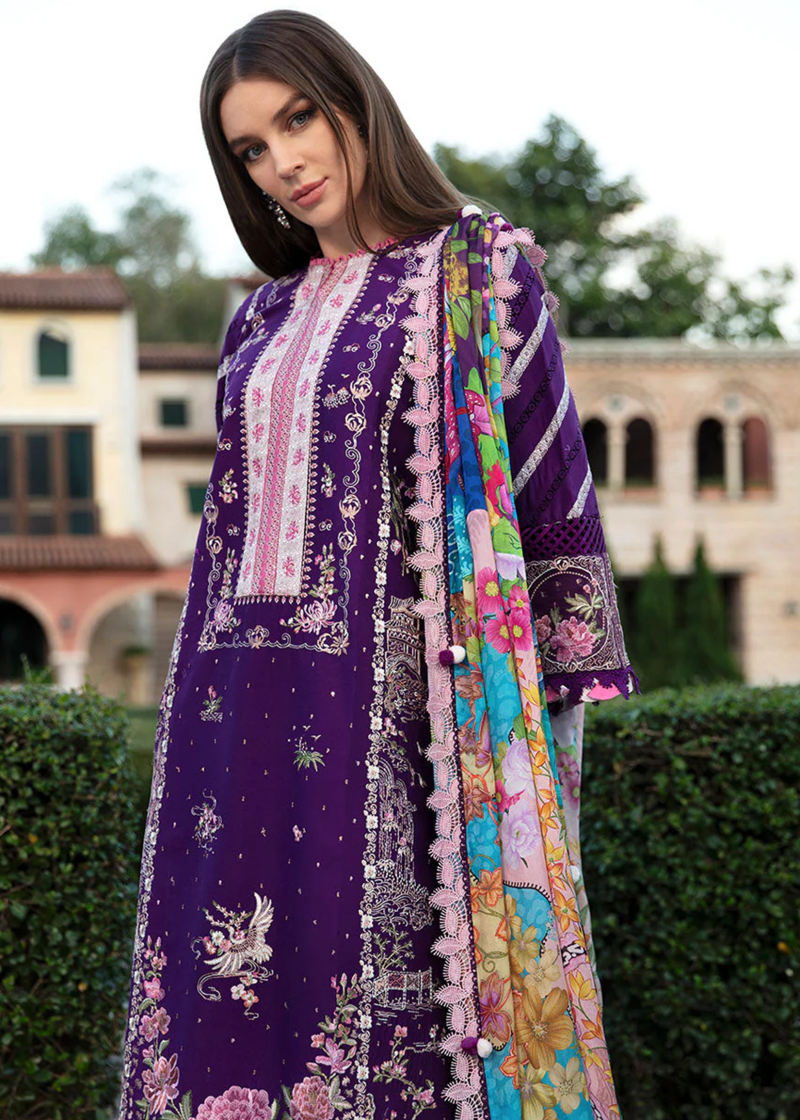 Republic Womens Wear Luxury Lawn | Purple | Unstitched | Party wear | Printed silk dupatta | D2-B - Image 2