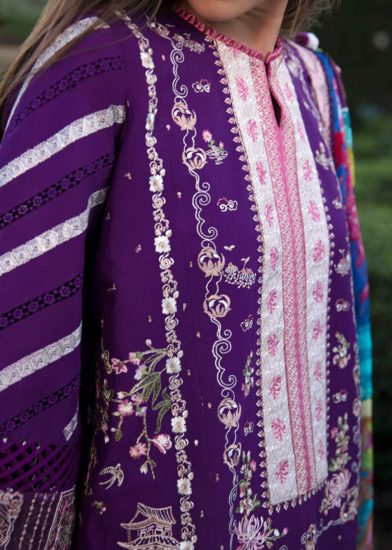 Republic Womens Wear Luxury Lawn | Purple | Unstitched | Party wear | Printed silk dupatta | D2-B - Image 3