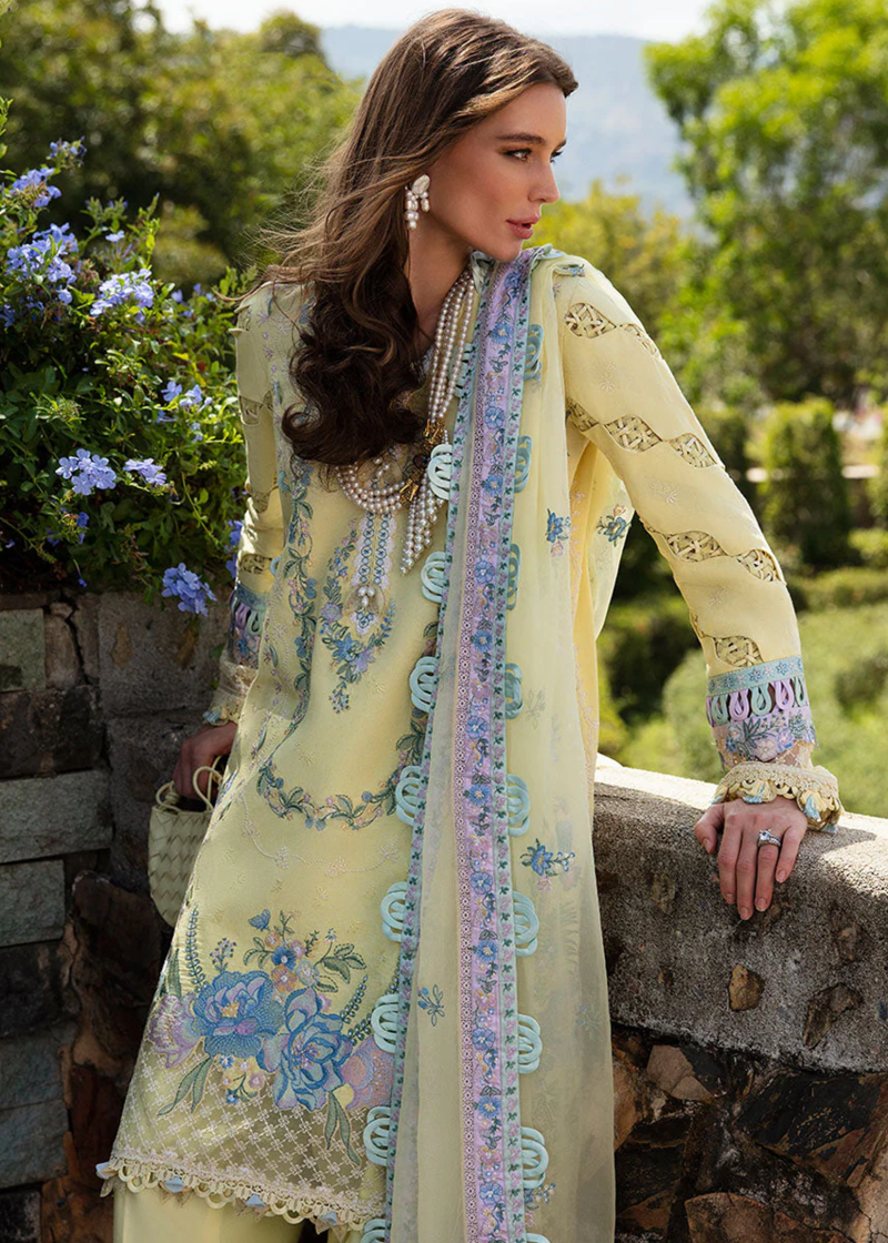 Republic Womens Wear Luxury Lawn | Yellow | Unstitched | Party wear | Printed silk dupatta | D7-B - Image 2