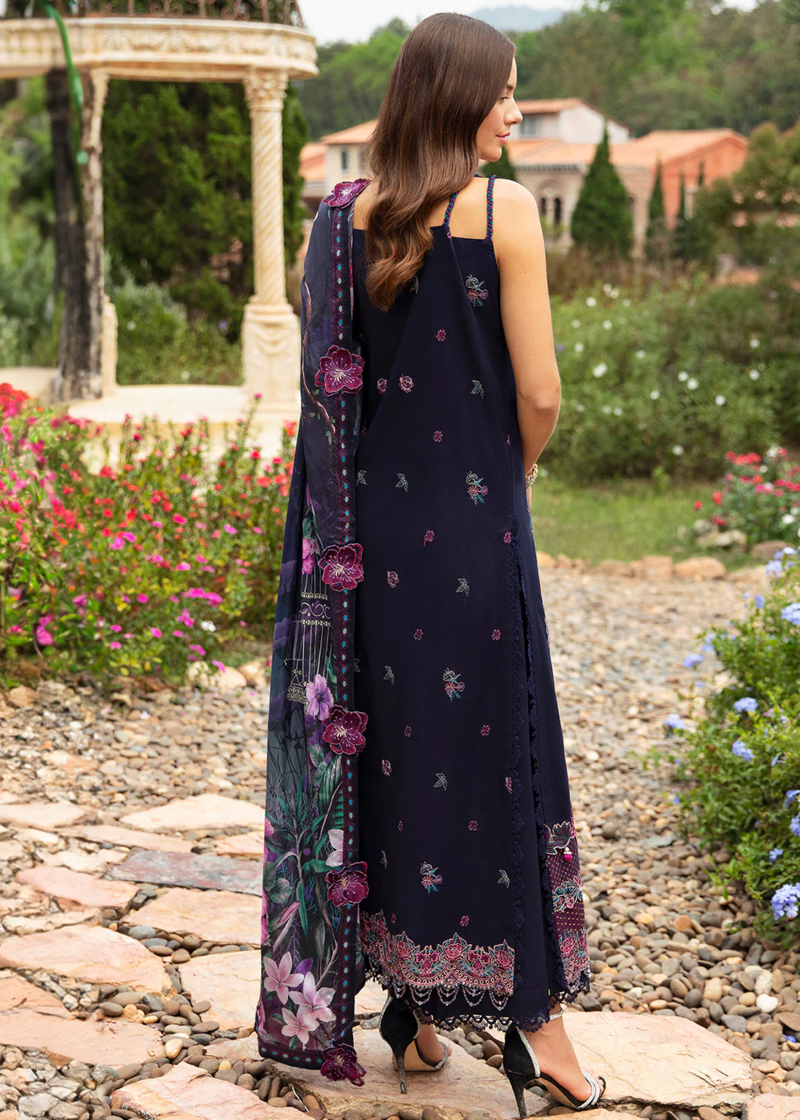 Ramsha Andaaz Luxury Lawn | Navy Blue | Unstitched | Party wear | Digital printed silk dupatta | Z-803 - Image 3