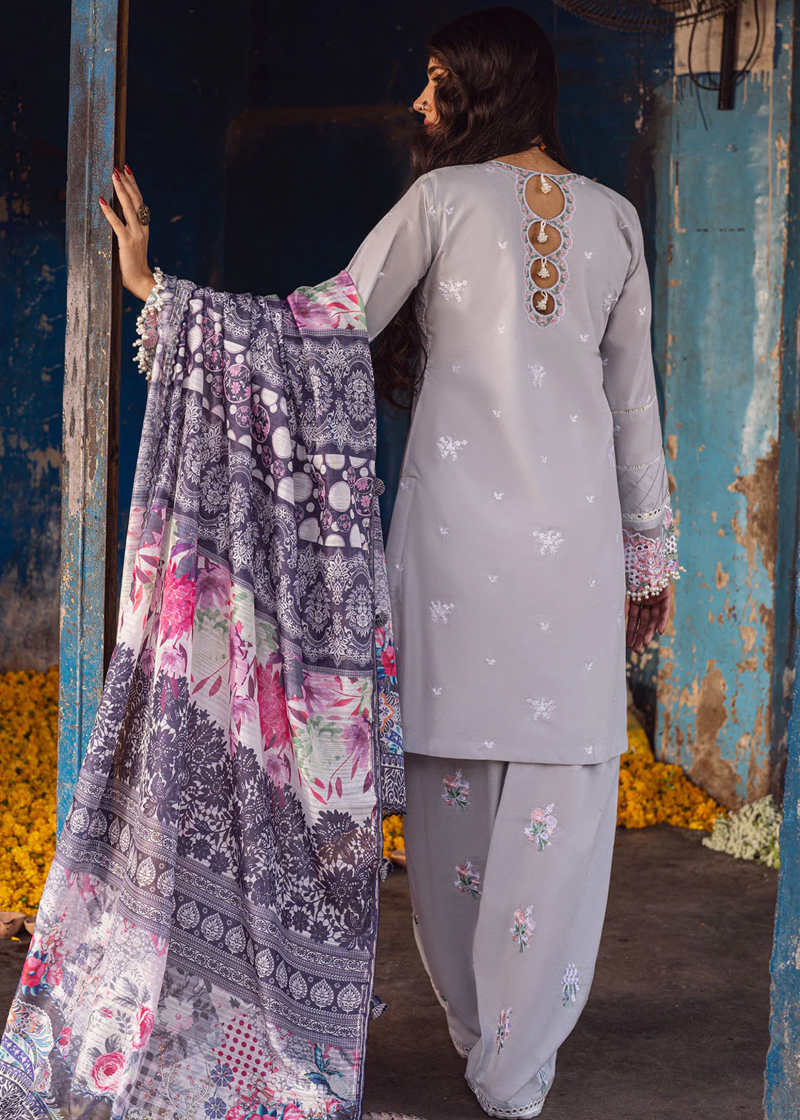 Sahane Sahakari Luxury Lawn | Sky Blue | Unstitched | Party wear | Cotton Net Dupatta | CT10007 Dastaan - Image 2