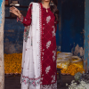 Sahane Sahakari Luxury Lawn | Maroon | Unstitched | Party wear | Cotton Net Dupatta | CT10001 Gulaab