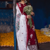 Sahane Sahakari Luxury Lawn | Maroon | Unstitched | Party wear | Cotton Net Dupatta | CT10001 Gulaab - Image 4