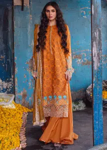 Sahane Sahakari Luxury Lawn | Mustard | Unstitched | Party wear | Cotton Net Dupatta | CT10002 Mashal