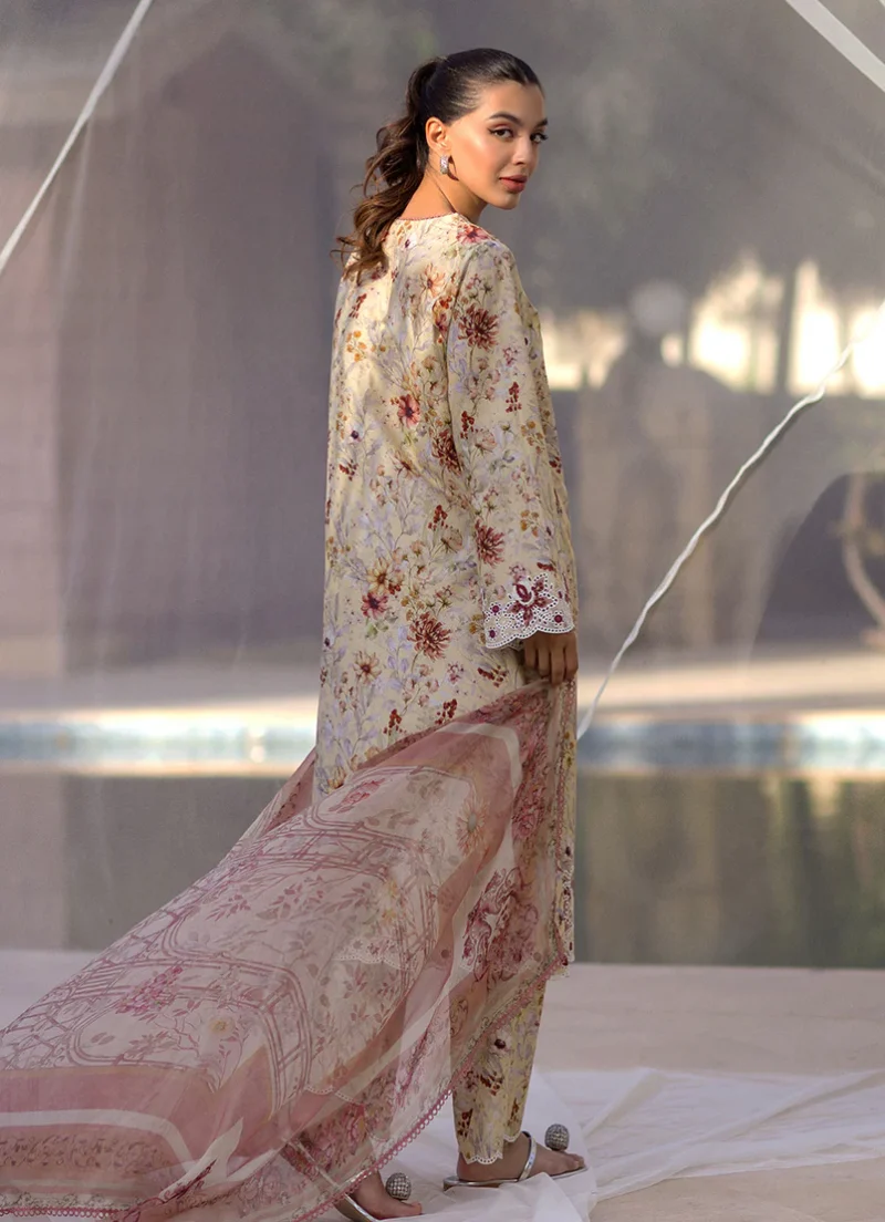 Image | Summer Essence '25 | Embroidered Printed Suit | Cotton | Cream | Stitched | 3 pc set. - Image 2