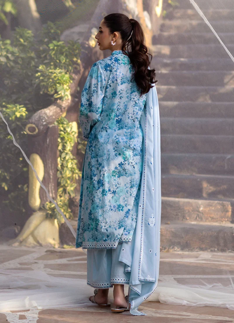 Image | Summer Essence '25 | Embroidered Printed Suit | Cotton | Blue | Stitched | 3 pc set. - Image 2