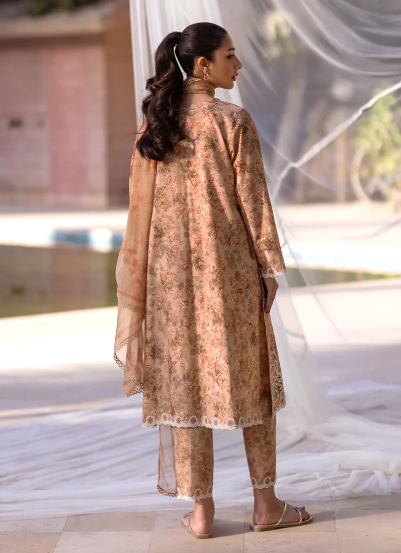 Image | Summer Essence '25 | Embroidered Printed Suit | Cotton | Light Brown | Stitched | 3 pc set. - Image 2