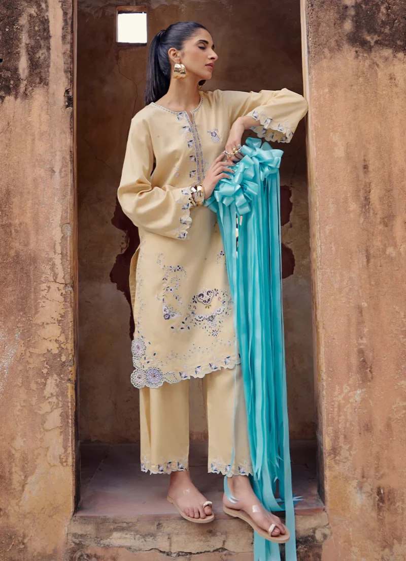 Image | Eid Collection ‘25 | Embroidered Co-ord Set | Corn Silk | Stitched.