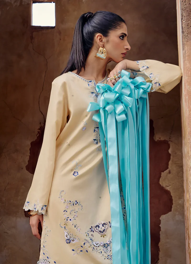 Image | Eid Collection ‘25 | Embroidered Co-ord Set | Corn Silk | Stitched. - Image 2