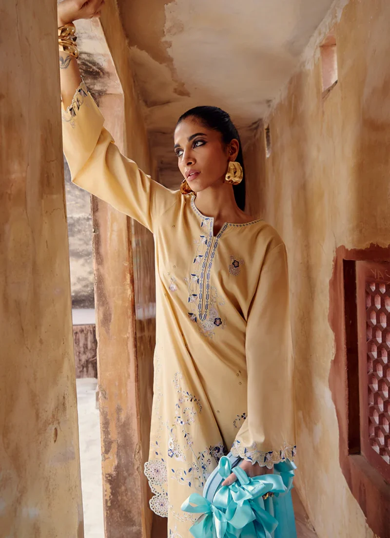 Image | Eid Collection ‘25 | Embroidered Co-ord Set | Corn Silk | Stitched. - Image 4