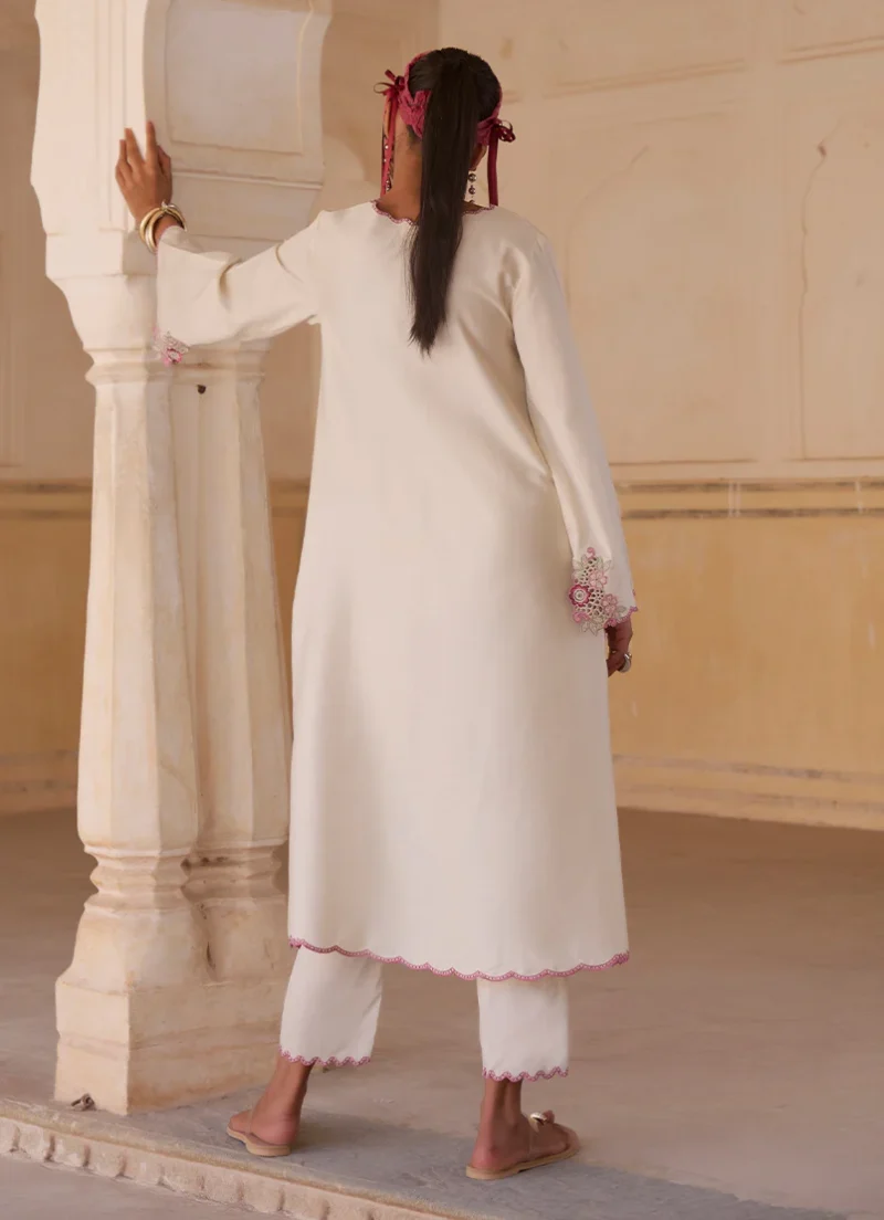 Image | Eid Collection ‘25 | Embroidered Co-ord Set | Ivory | Stitched. - Image 2