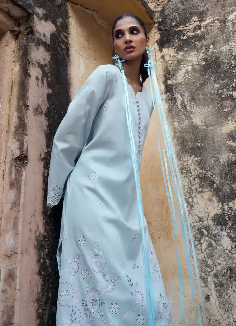 Image | Eid Collection ‘25 | Embroidered Co-ord Set | Blue | Stitched. - Image 3