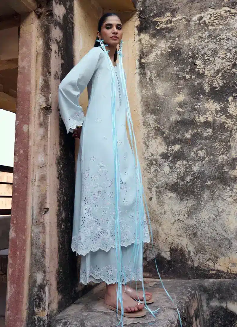 Image | Eid Collection ‘25 | Embroidered Co-ord Set | Blue | Stitched. - Image 4