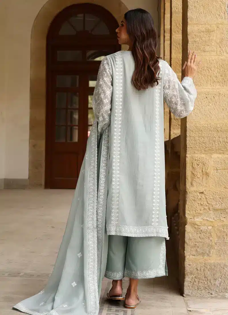 Image | Studio | Stitched | Embroidered Suit | Cotton | Light Teal | 3 pc set. - Image 2
