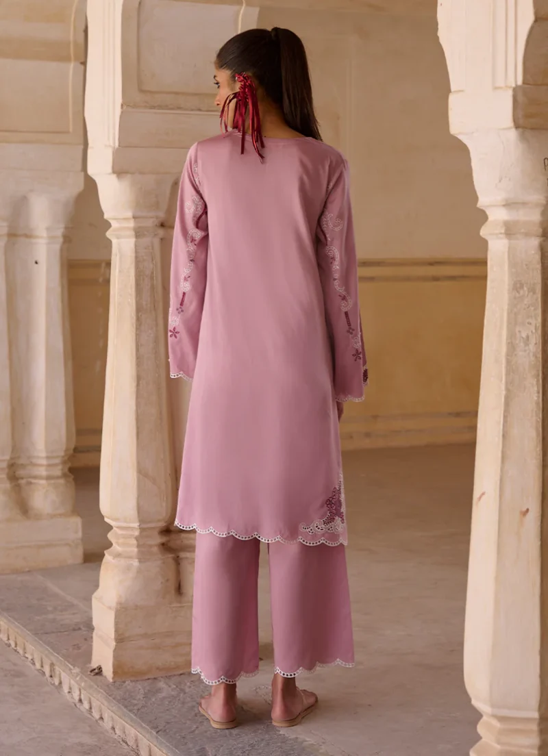 Image | Eid Collection ‘25 | Embroidered Co-ord Set | Dusky Mauve | Stitched. - Image 2