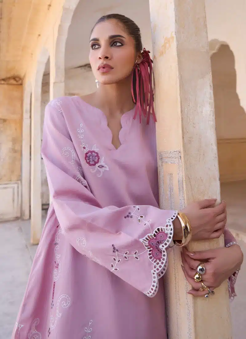 Image | Eid Collection ‘25 | Embroidered Co-ord Set | Dusky Mauve | Stitched. - Image 3
