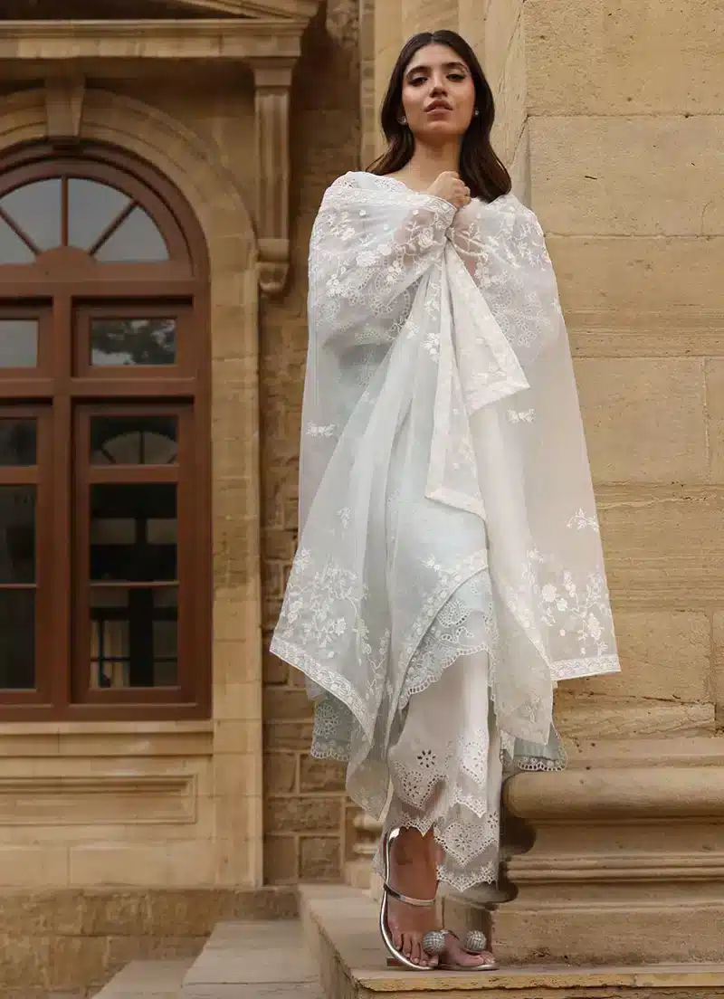 Image | Studio | Stitched | Embroidered Dupatta | Cotton | White.