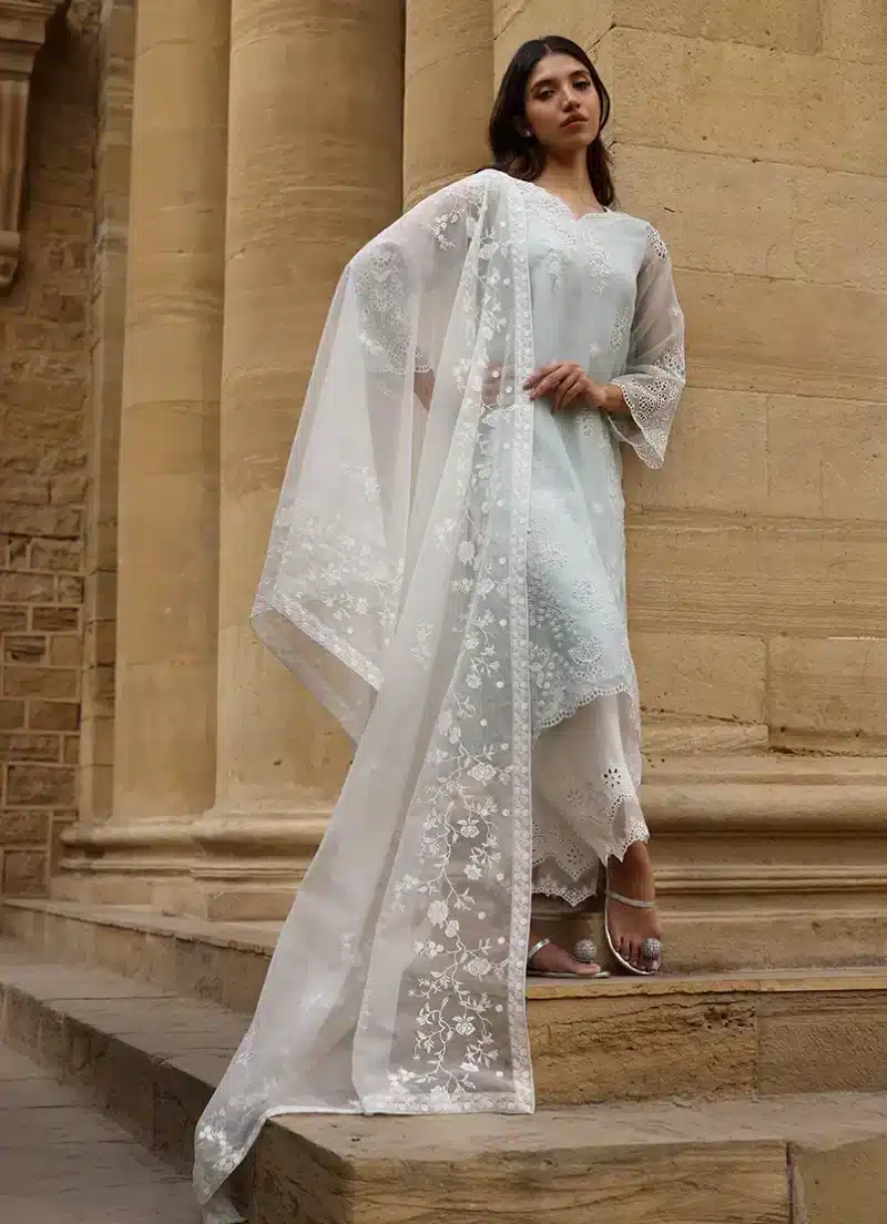 Image | Studio | Stitched | Embroidered Dupatta | Cotton | White. - Image 2