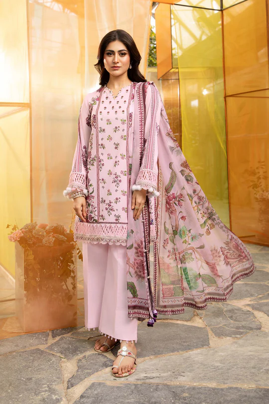 Maria B | M Basics | Lawn | Unstitched | Lilac | Feastive Wear | 705B | 3 pc set.