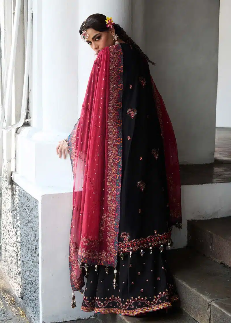 Hussain Rehar | luxury lawn25 | Black  | Unstitched | Festive wear | Bliz | 3pc set. - Image 4