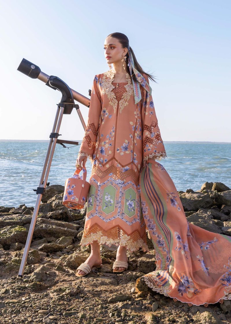 Crimson | Flow By Crimson Lawn 25 | Sunset | Unstitched | Festive wear | Under The Tuscan Love | D1 A | 3pc set.