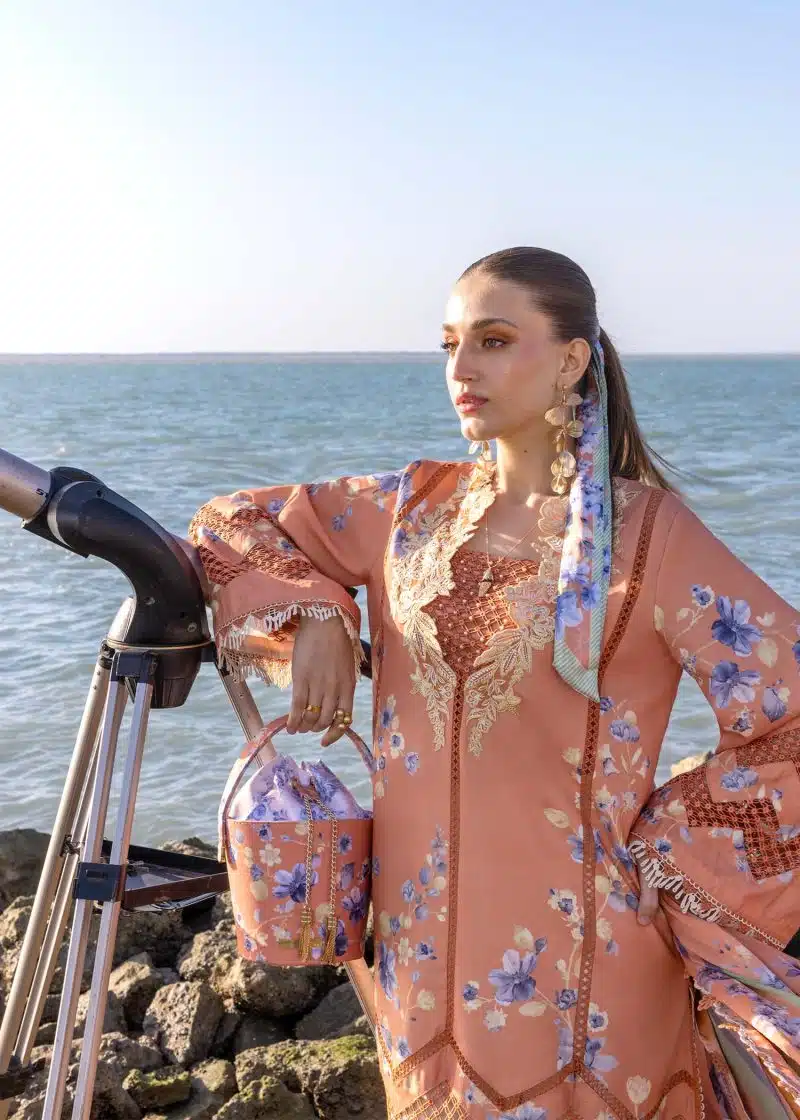 Crimson | Flow By Crimson Lawn 25 | Sunset | Unstitched | Festive wear | Under The Tuscan Love | D1 A | 3pc set. - Image 2